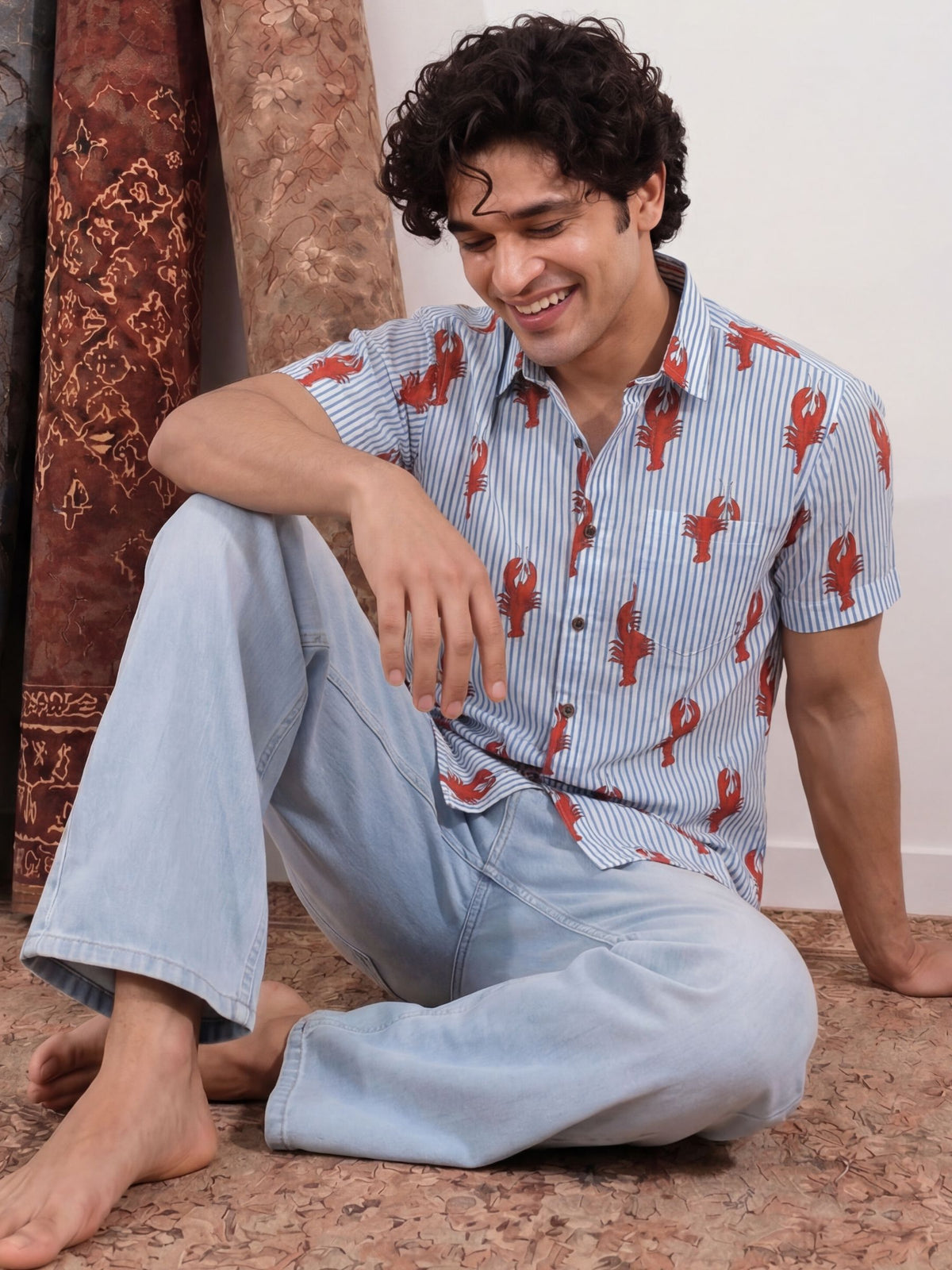 Lobster Dance – Printed Cotton Half Sleeve Shirt