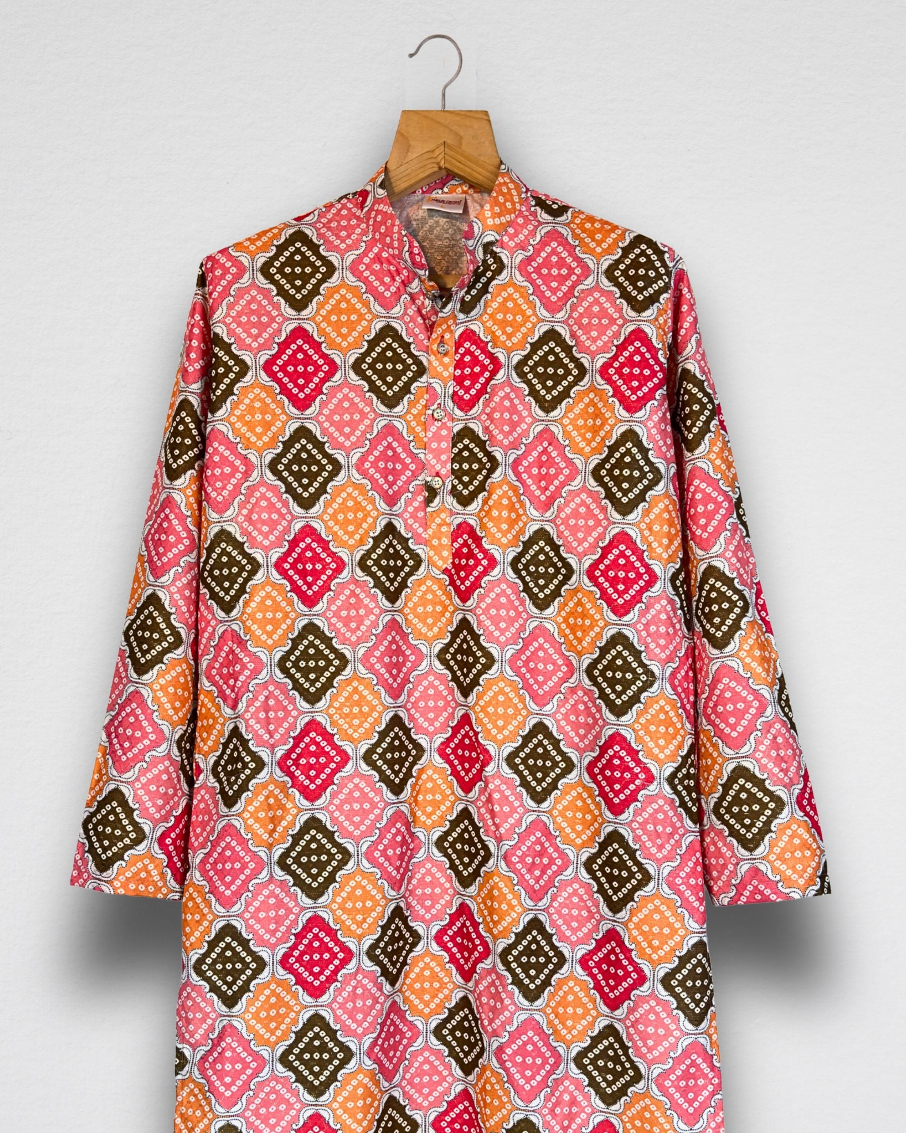 Bandhani Men's Long Kurta with Zari Work