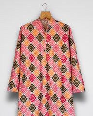 Bandhani Men's Long Kurta with Zari Work