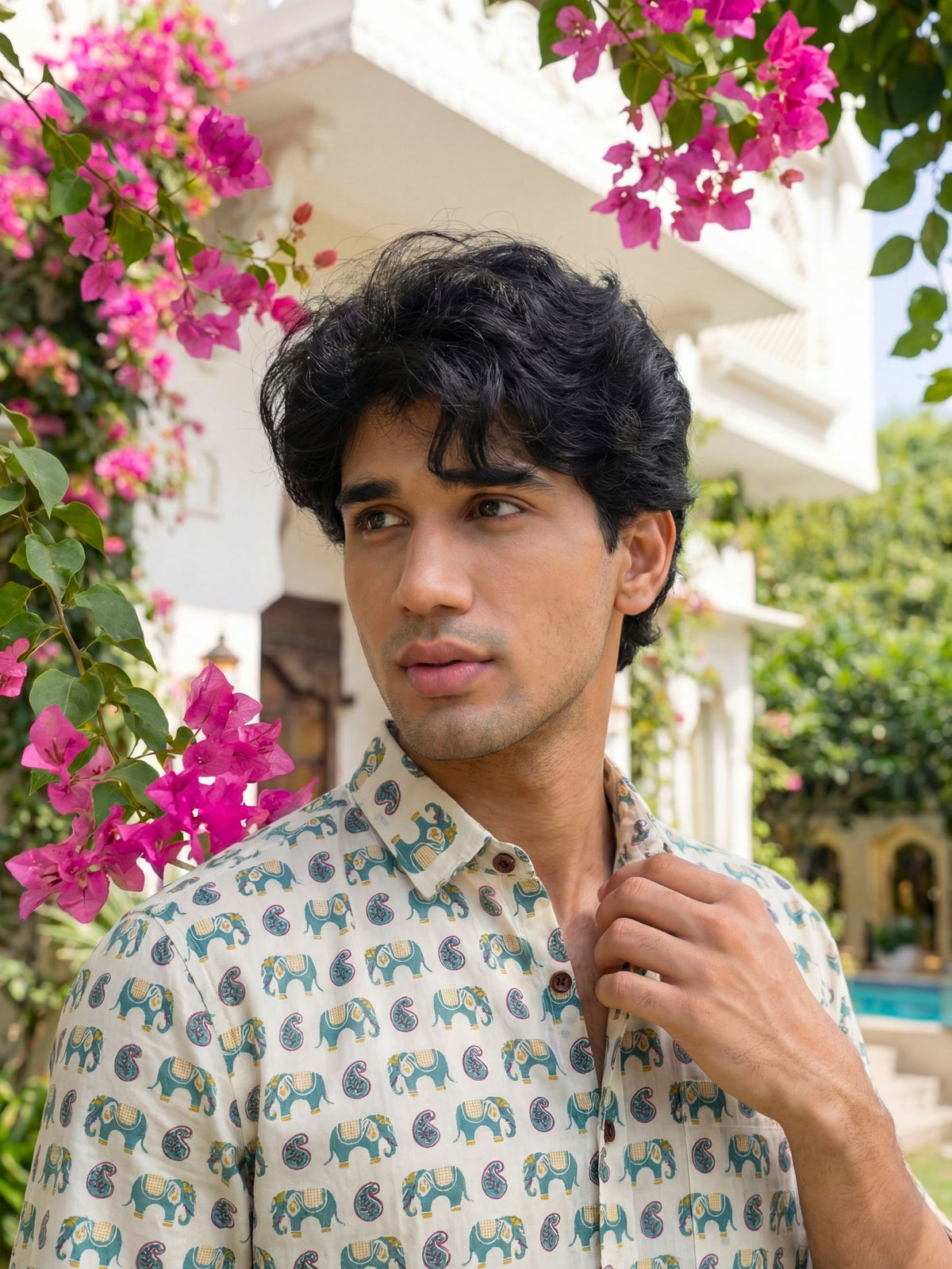 Vibrant Elephants – Printed Cotton Full Sleeve Shirt