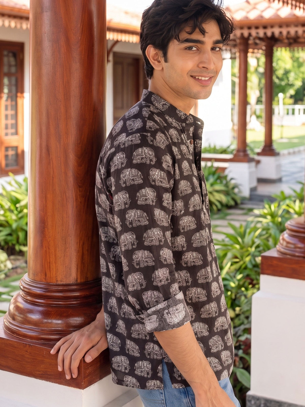 Elephant Charm – Printed Cotton Short Kurta