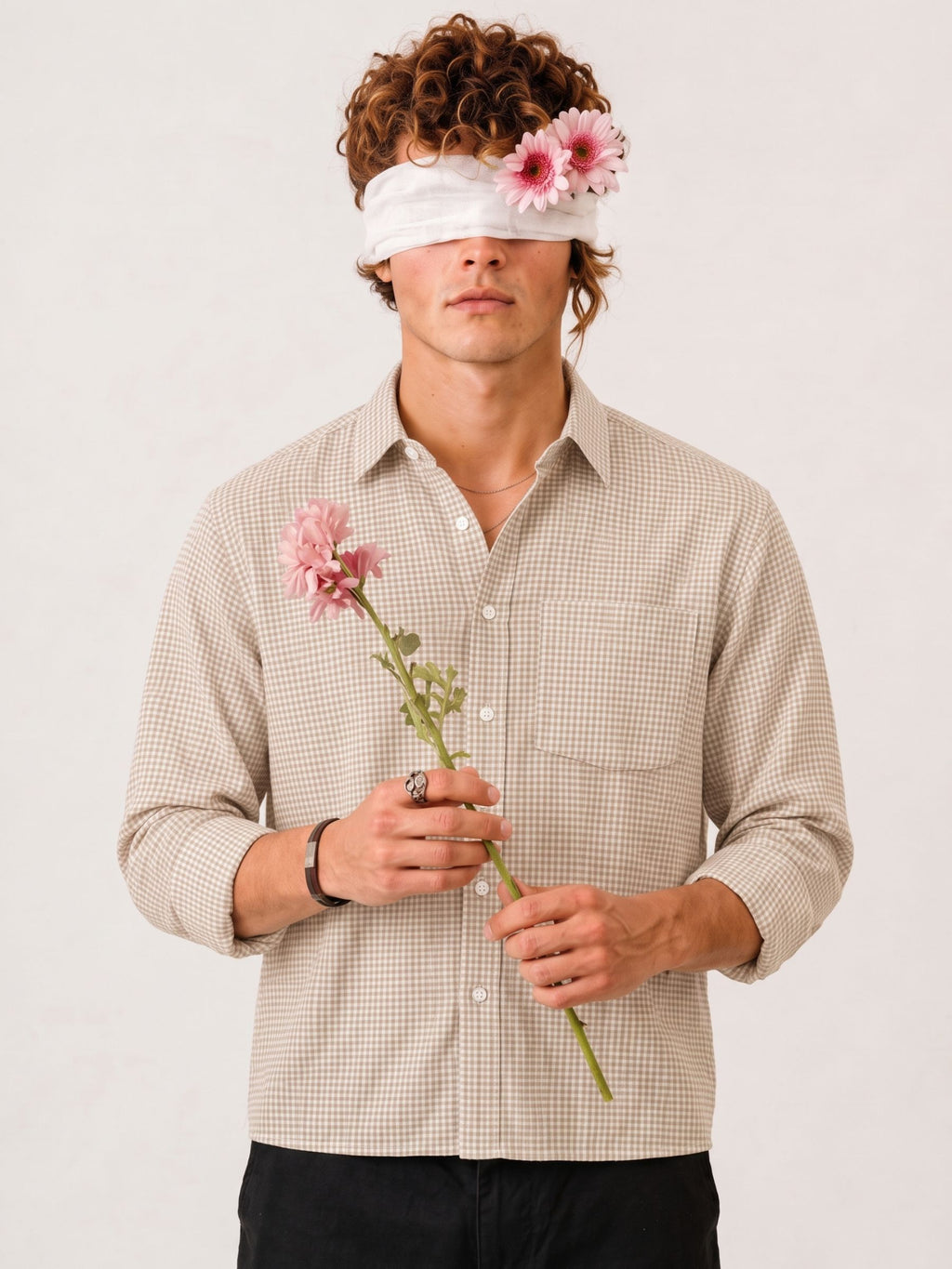 Sandstone Brown Check Crop Shirt