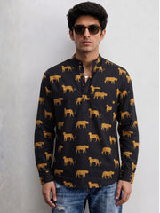 Bold Tigers – Plus Size Printed Cotton Short Kurta