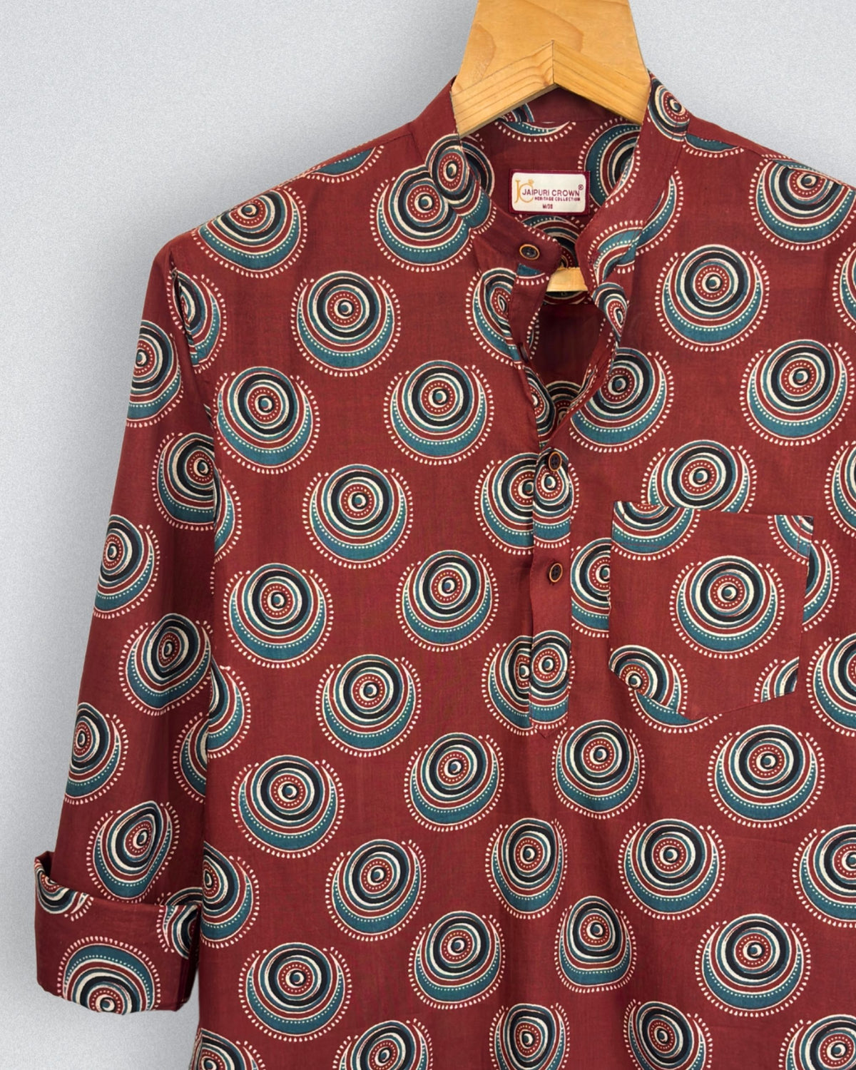 Spiral Harmony – Printed Cotton Short Kurta