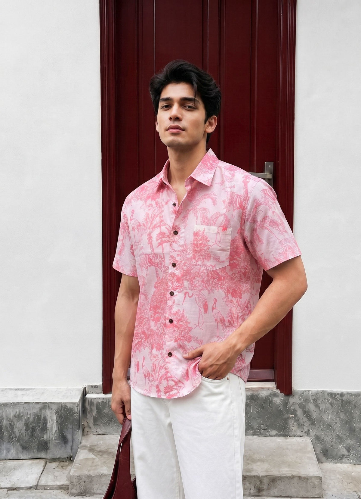 Tropical Bliss – Printed Cotton Half Sleeve Shirt