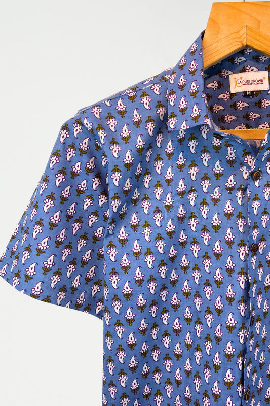 Indigo Garden – Half Sleeve Cotton Shirt