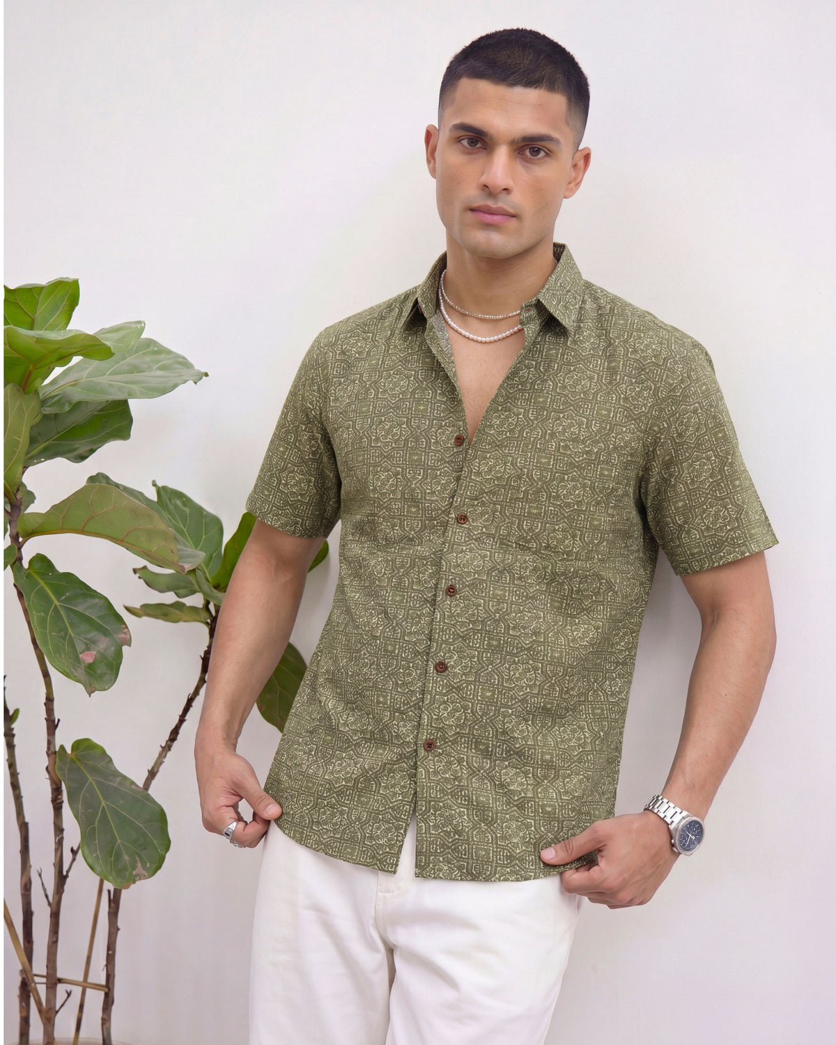 Sanganeri Elegance – Printed Cotton Half Sleeve Shirt