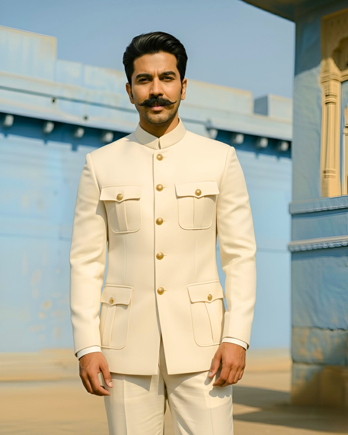 Jodhpuri Bandhgala- Ivory Cream