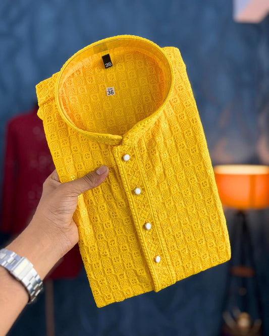 Yellow Lucknowi Kurta