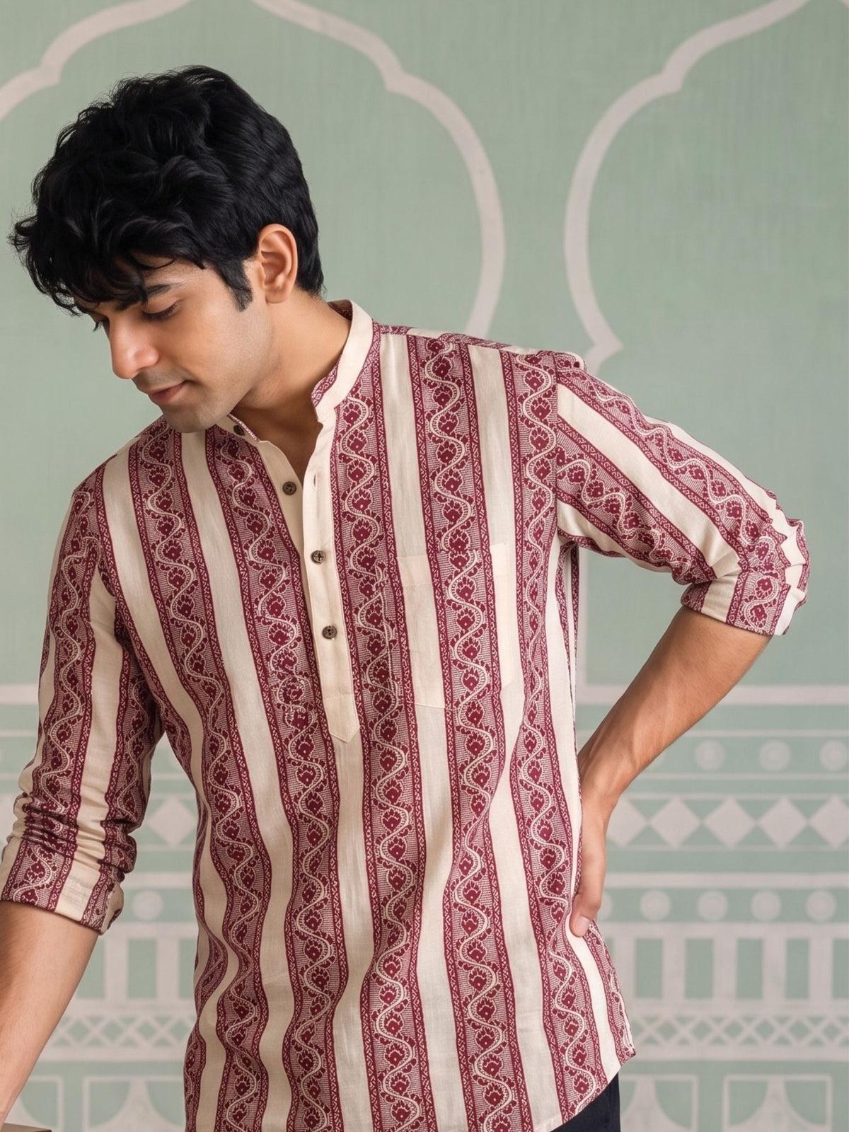 Heritage Charm – Printed Cotton Short Kurta