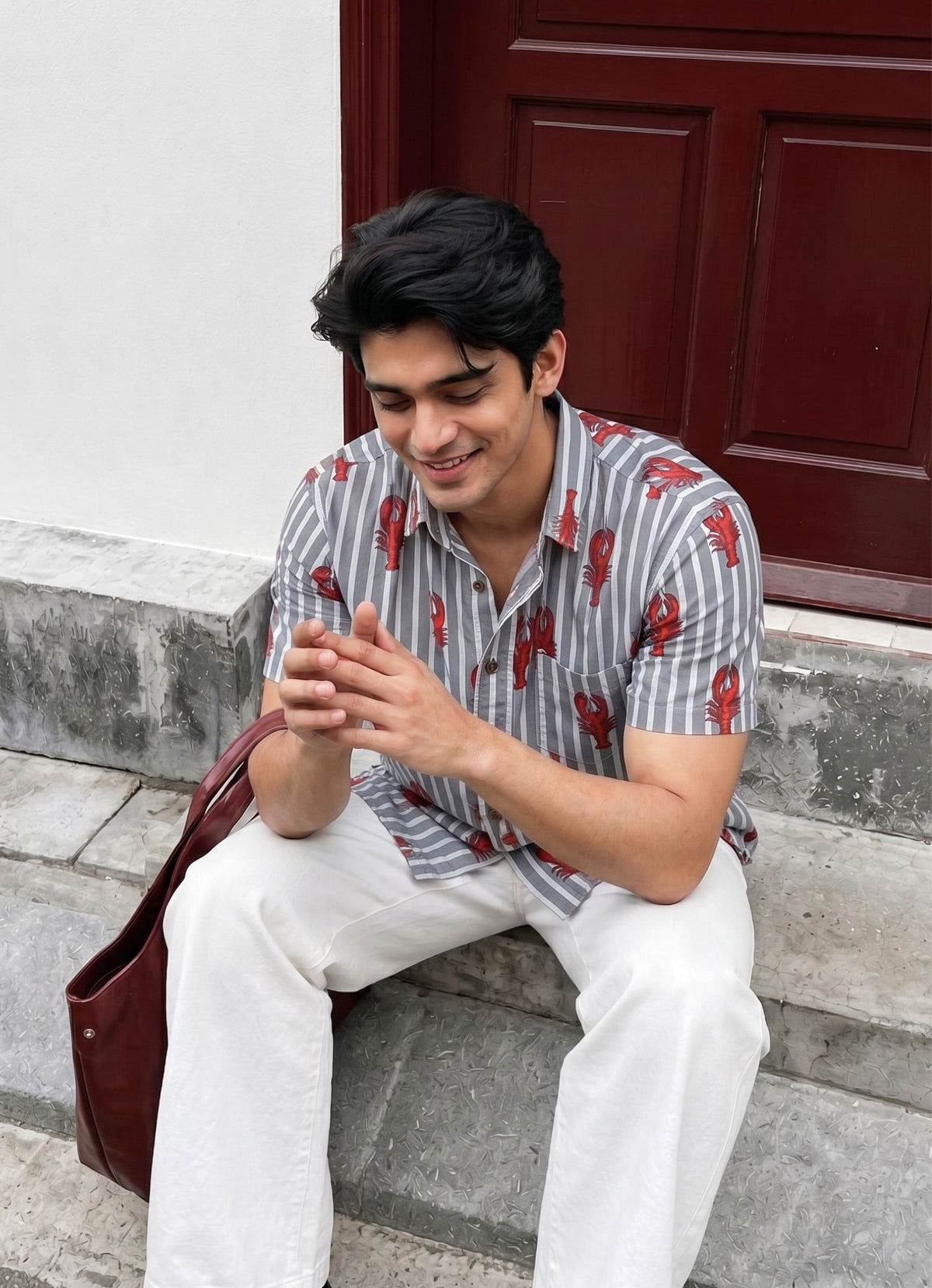 Lobster Love – Printed Cotton Half Sleeve Shirt