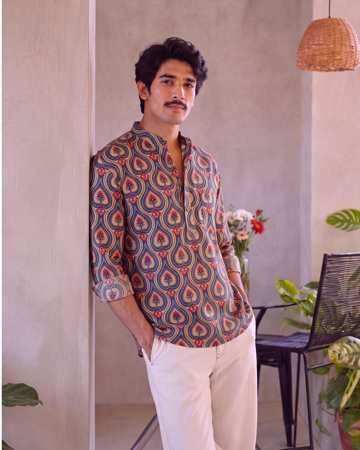 Royal Paisley – Printed Cotton Short Kurta