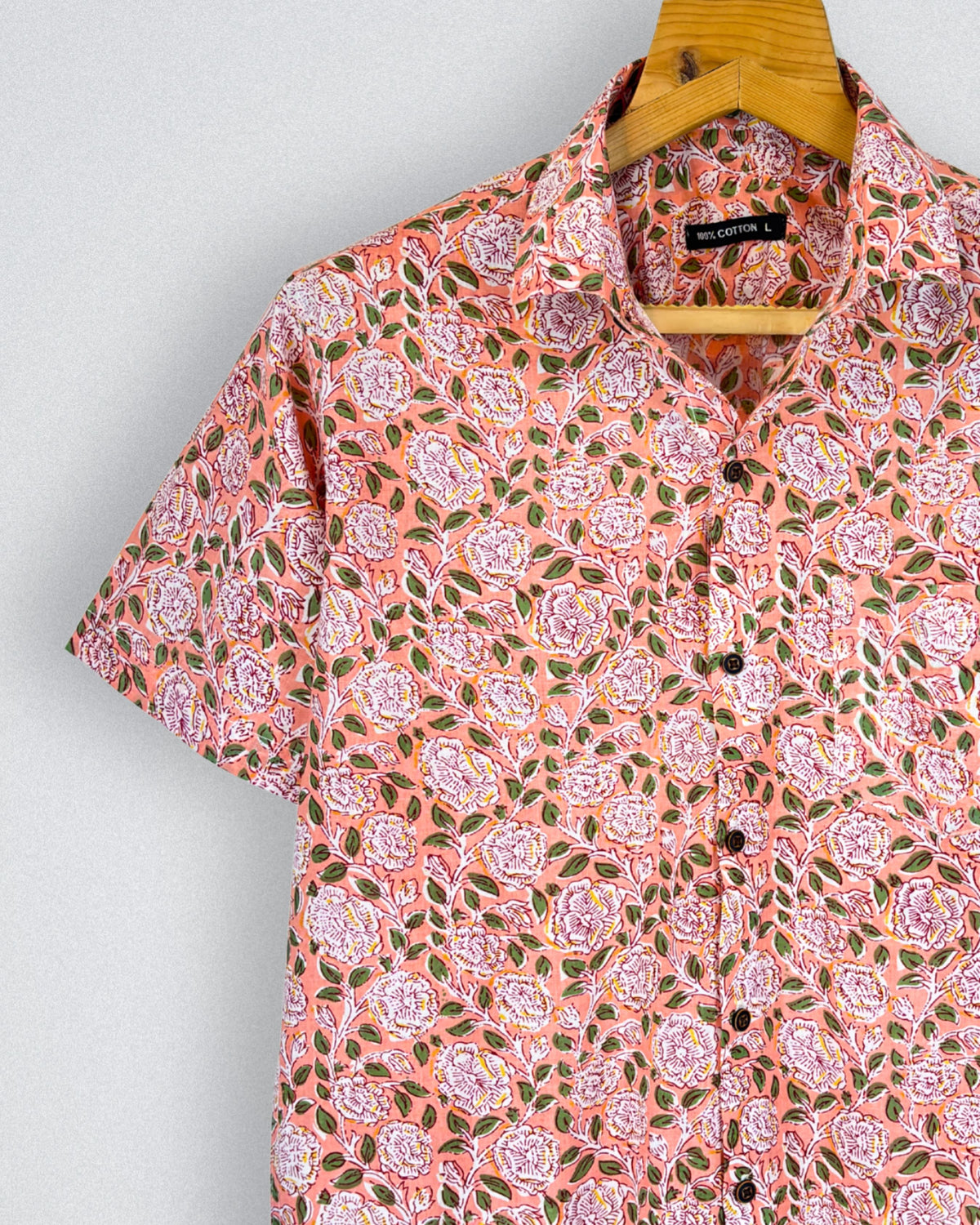 Floral Blush – Handblock Cotton Half Sleeve Shirt
