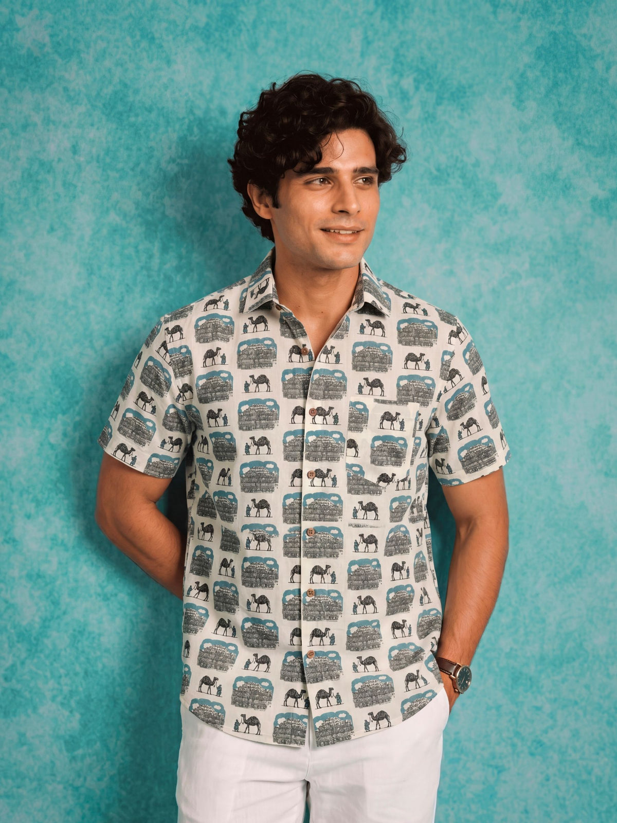 Whimsical Swing – Printed Cotton Half Sleeve Shirt