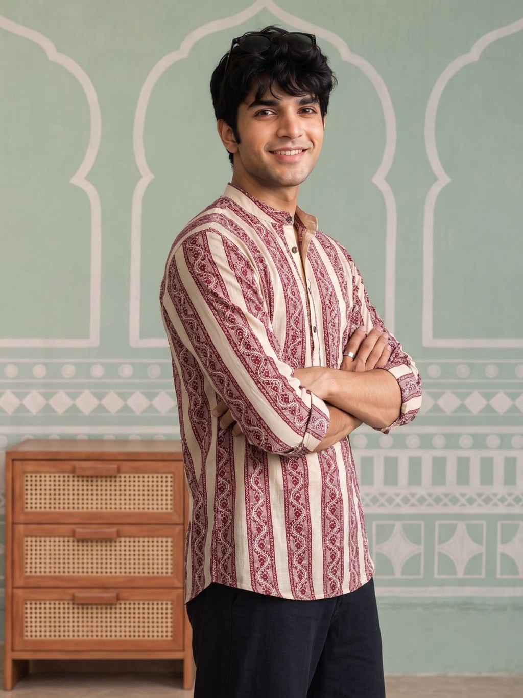 Heritage Charm – Printed Cotton Short Kurta