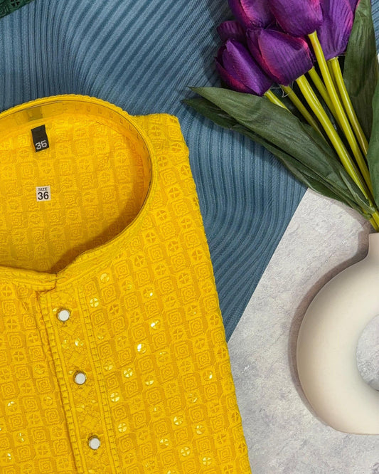 Yellow Lucknowi Kurta