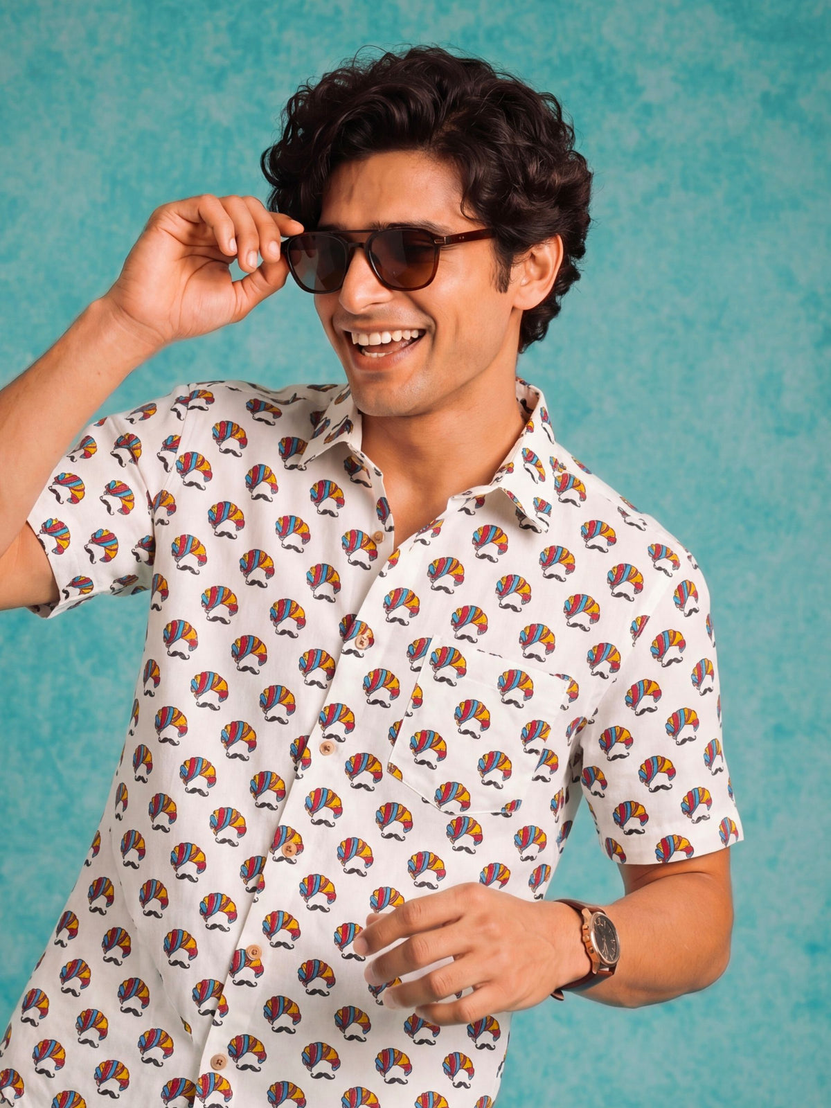 Colorful Charm – Printed Cotton Half Sleeve Shirt