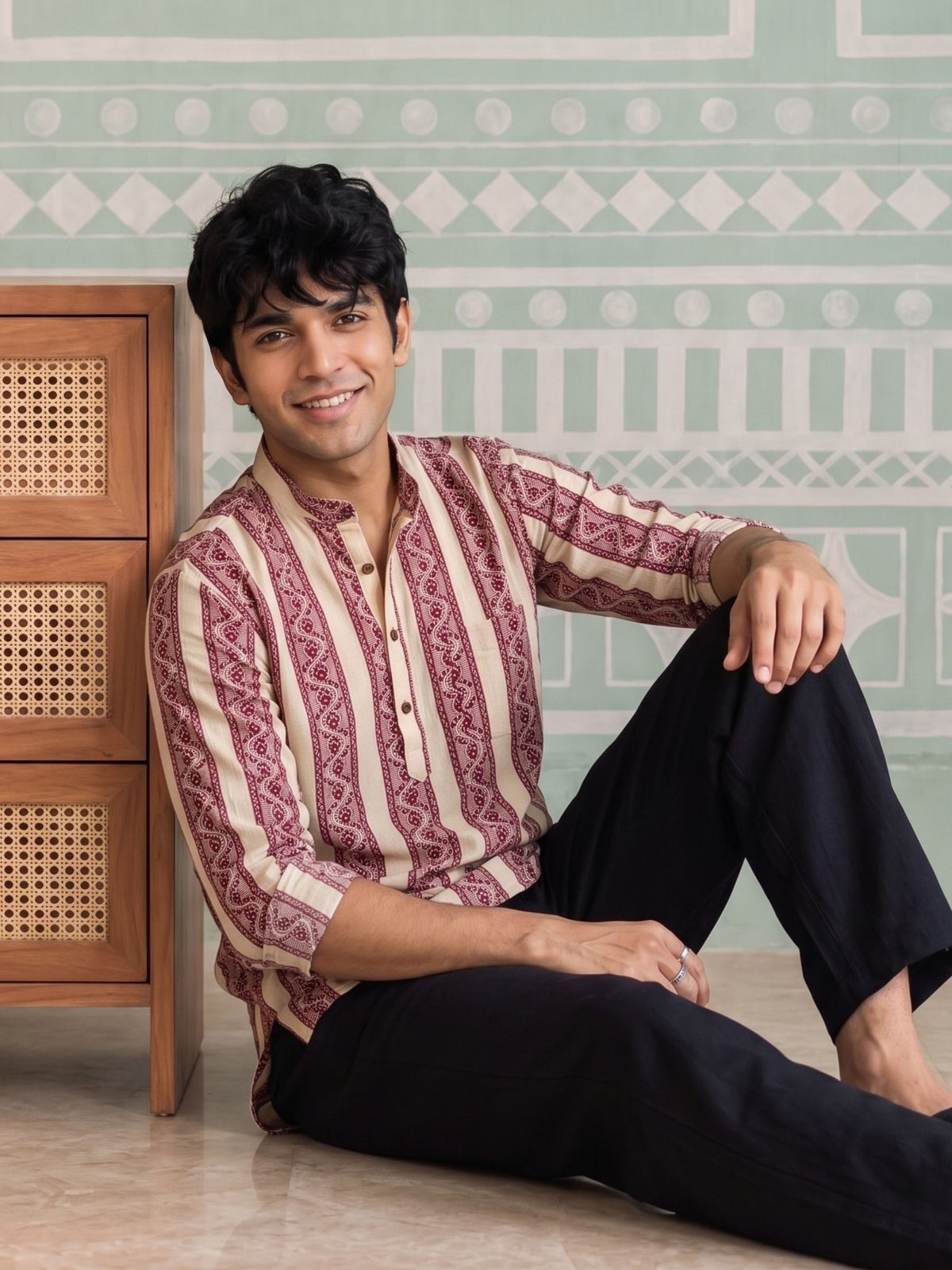 Heritage Charm – Printed Cotton Short Kurta
