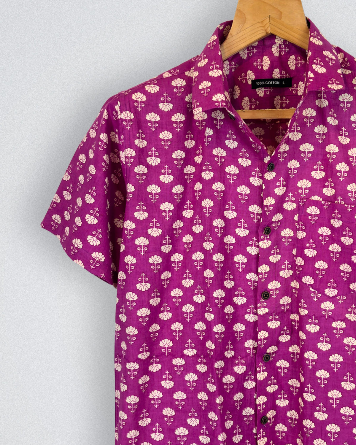 Magenta Charm – Heritage Printed Cotton Half Sleeve Shirt
