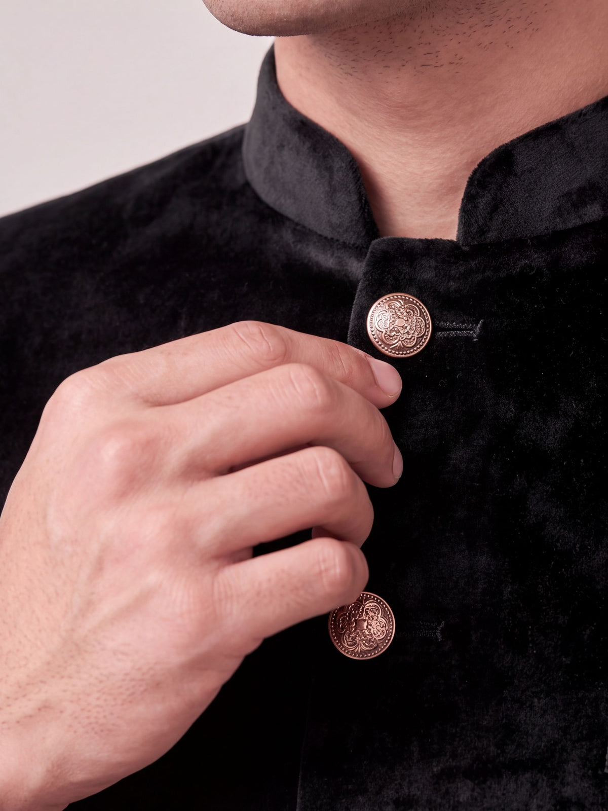 Maharaja Black Velvet Jodhpuri Bandhgala