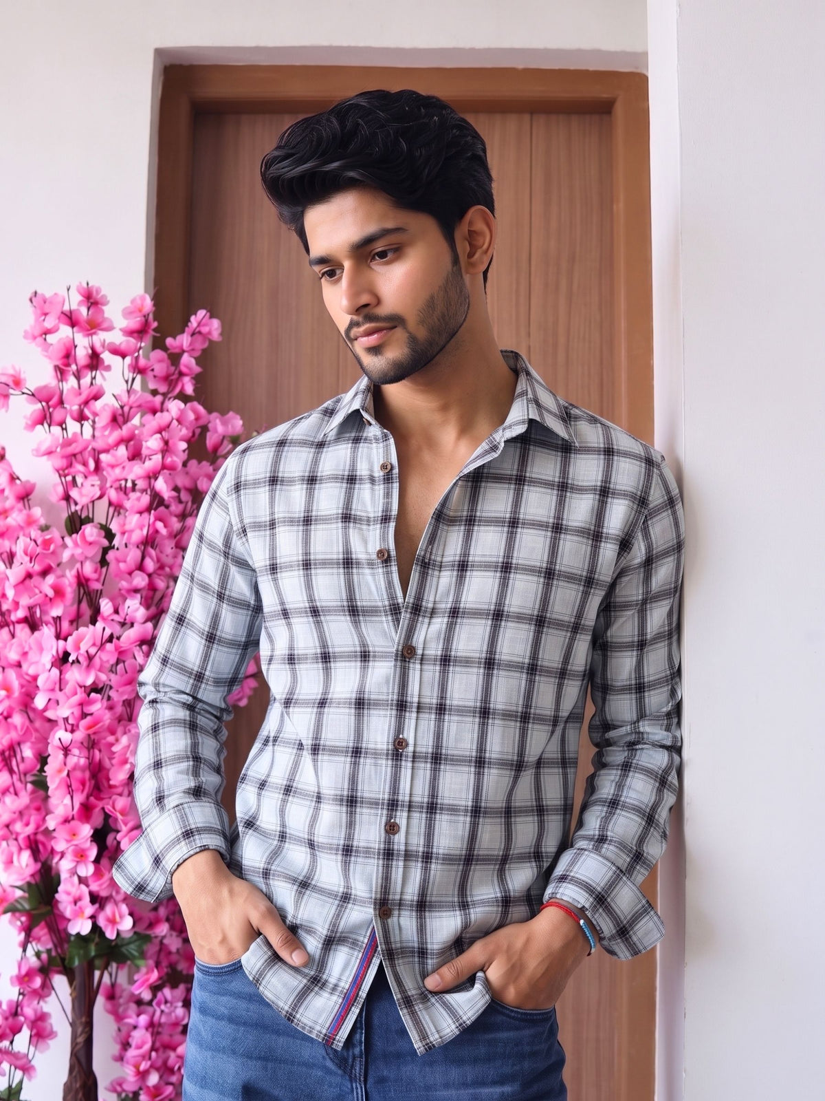 Elegant Checks – Printed Cotton Full Sleeve Shirt