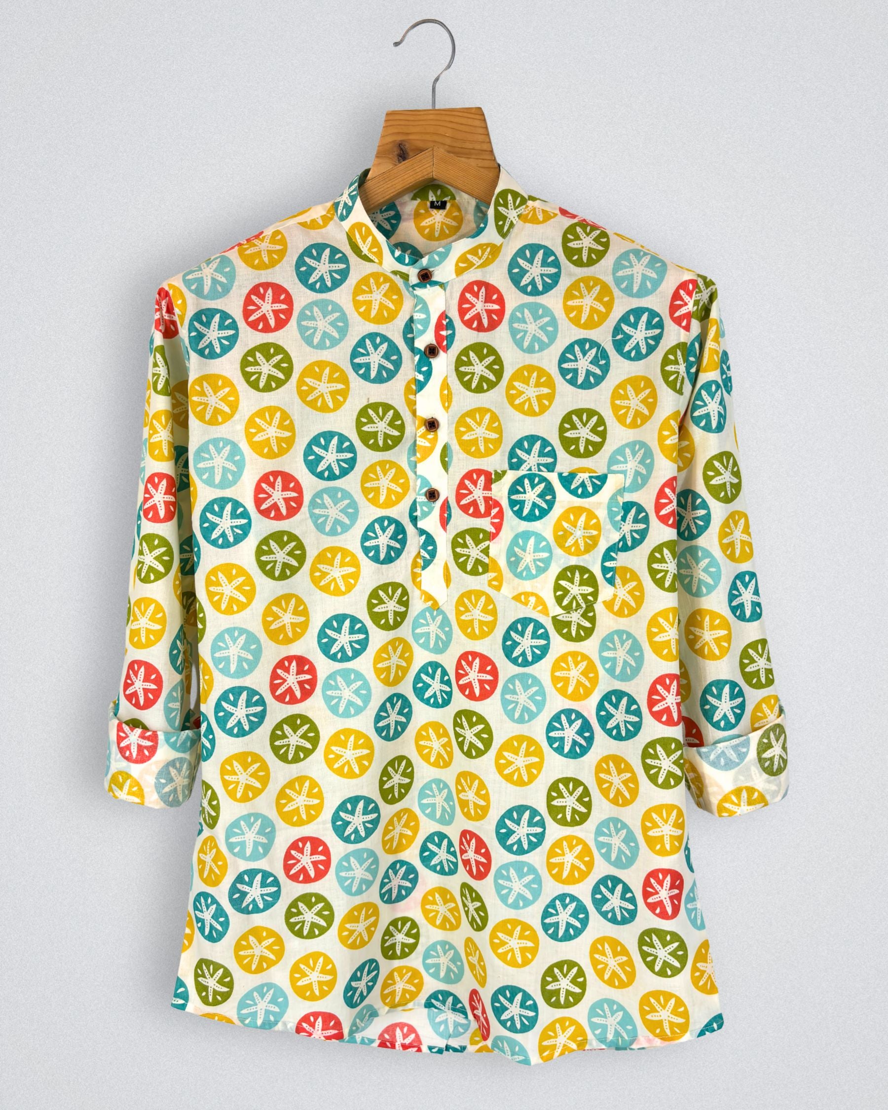 Colorful Dots – Printed Cotton Short Kurta