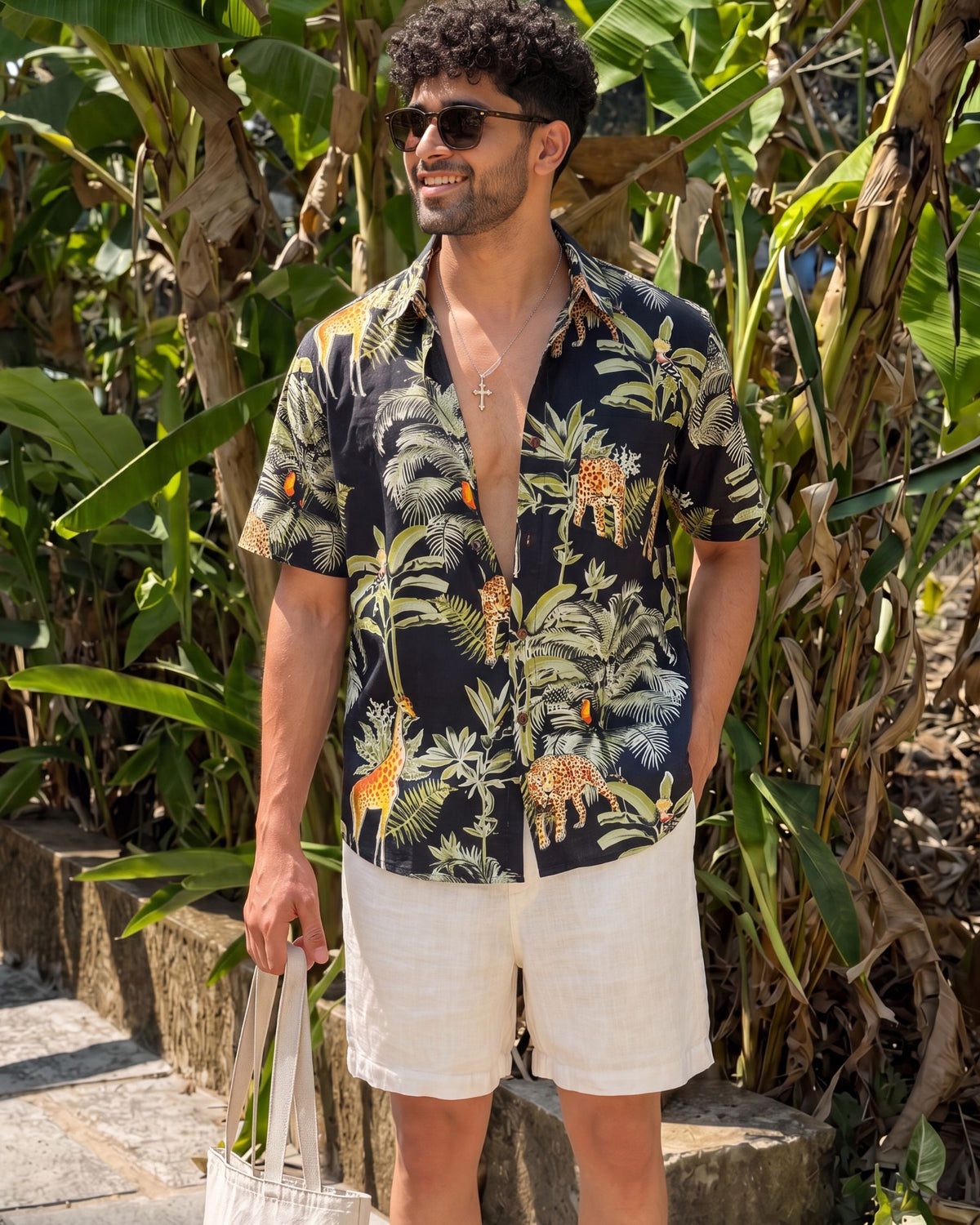 Jungle Vibes – Printed Cotton Half Sleeve Shirt