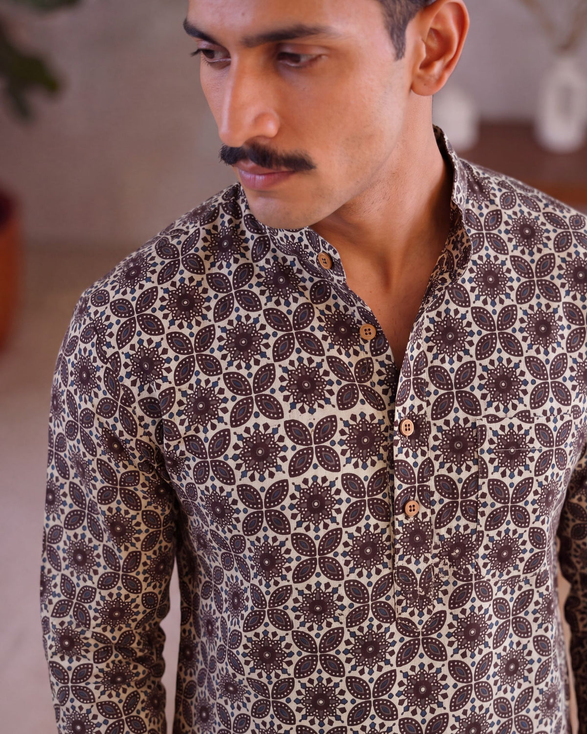Sanganeri Elegance – Men's Cotton Short Kurta