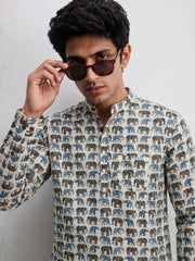 Elephant Parade – Plus Size Printed Cotton Short Kurta