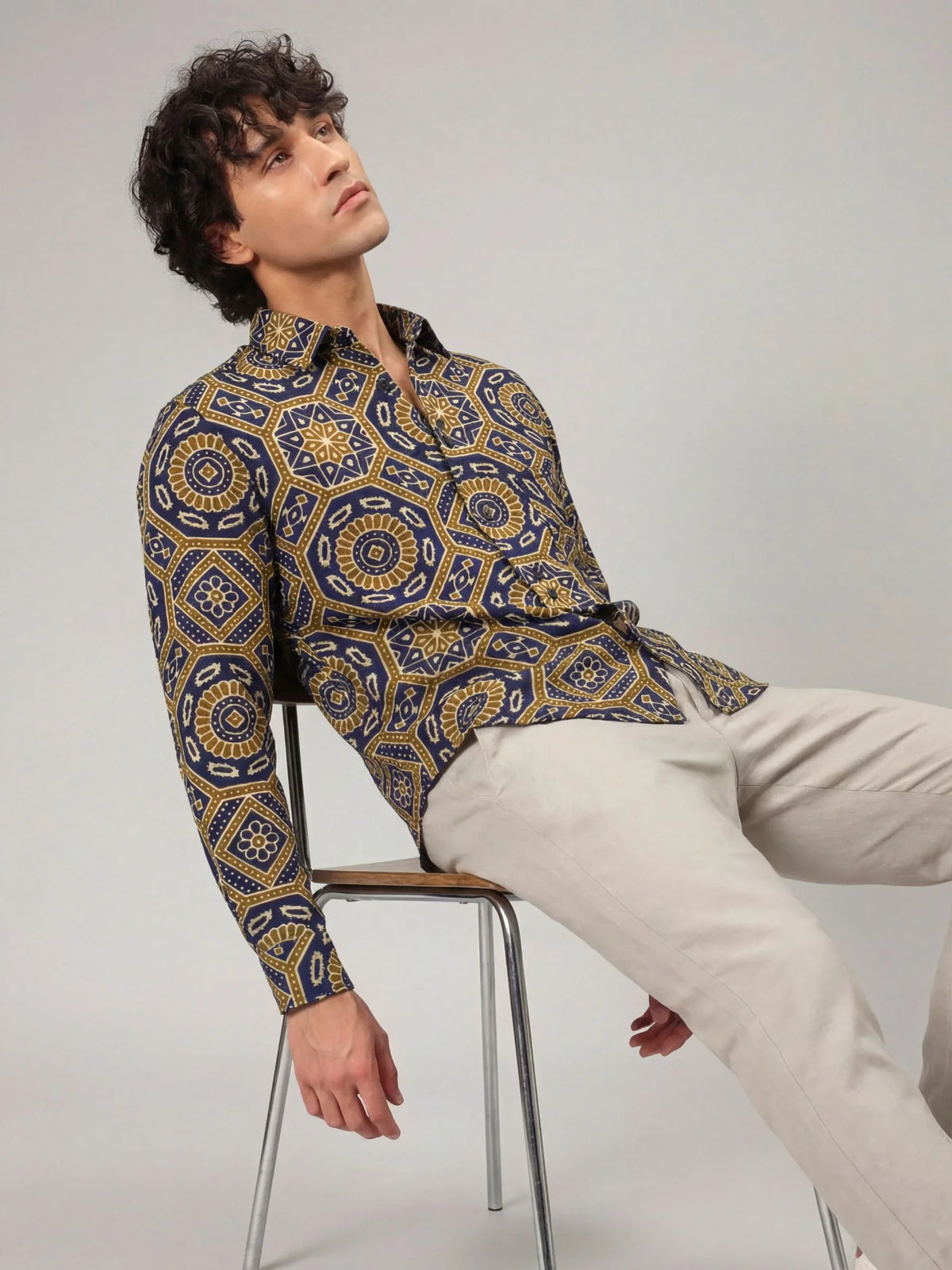 Golden Geometry – Full Sleeve Cotton Shirt