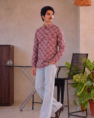 Royal Blossom – Printed Cotton Short Kurta
