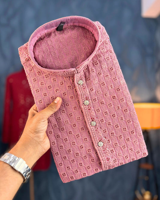 Pink Lucknowi Kurta