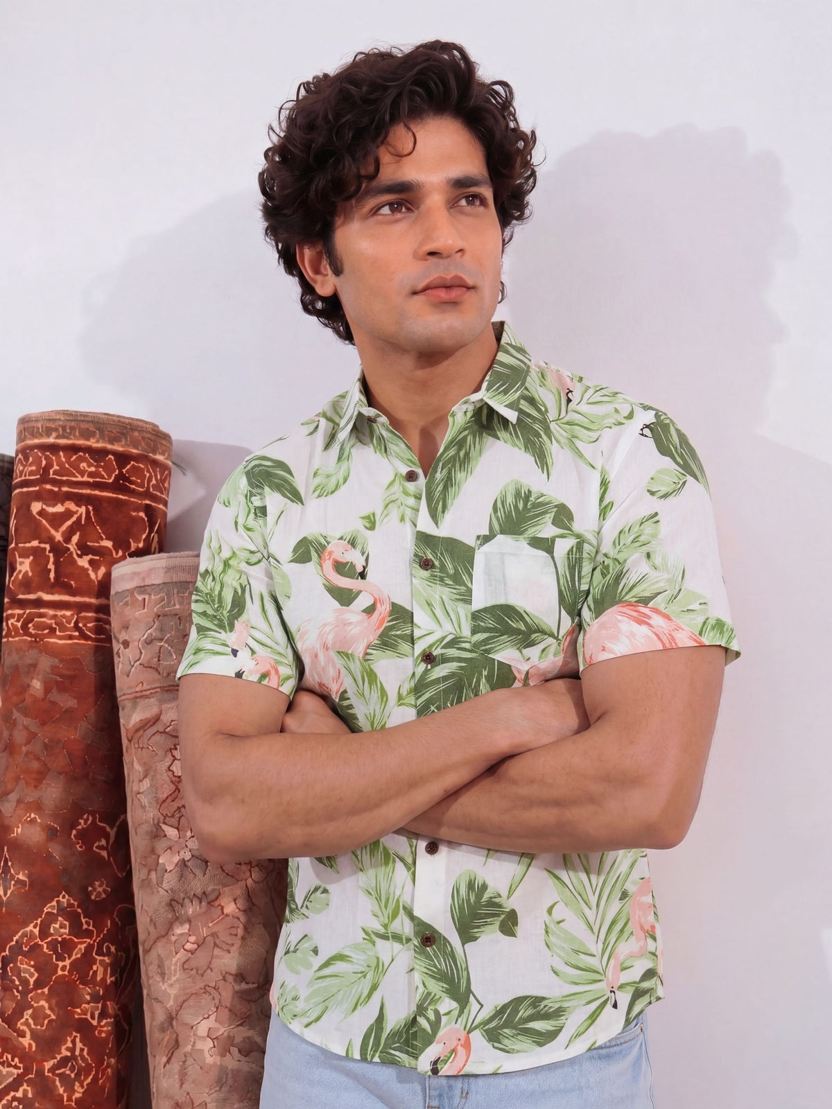 Tropical Vibes – Plus Size Printed Cotton Shirt