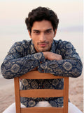 Navy Elegance – Printed Full Sleeve Cotton Shirt