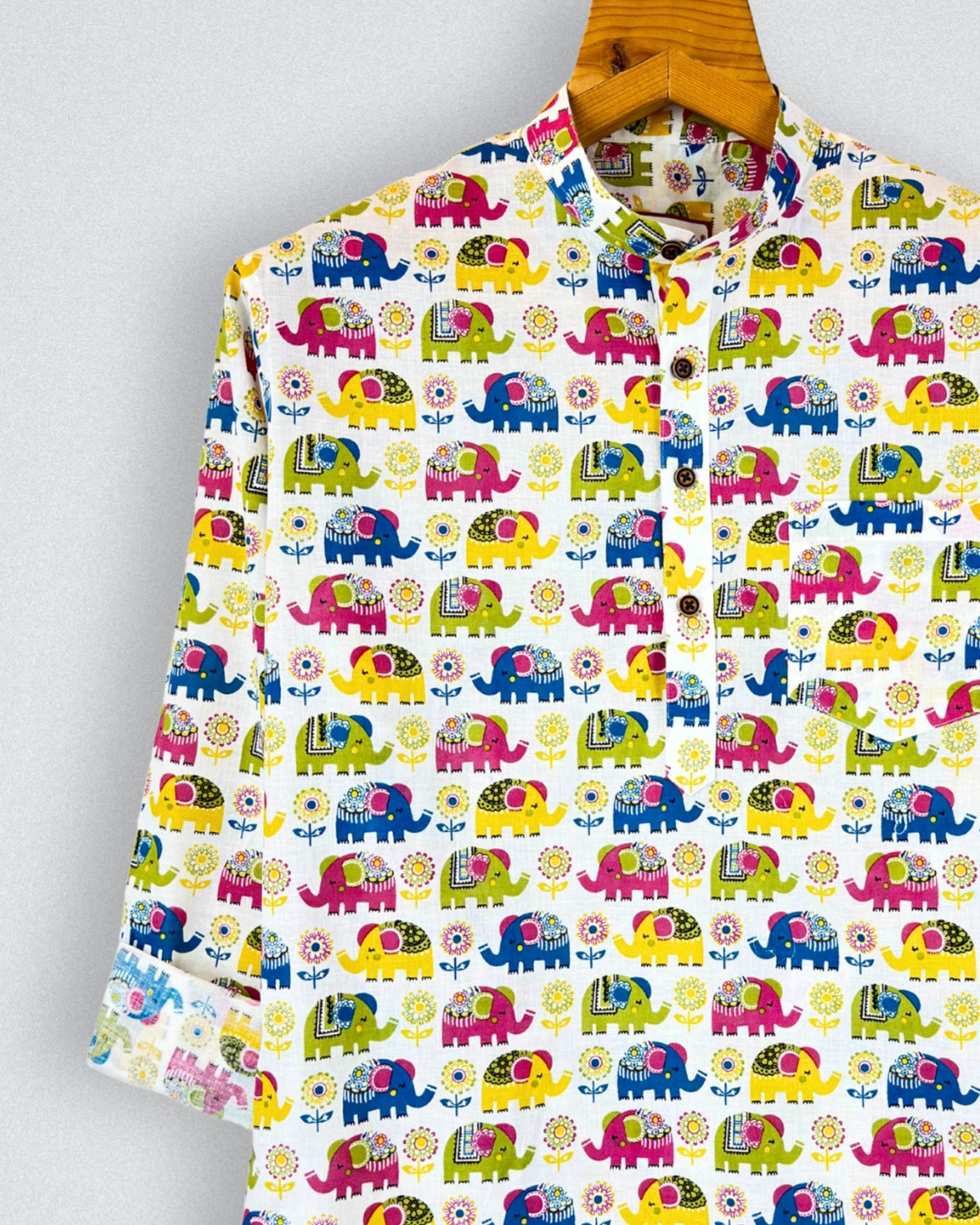 Elephant Fest – Printed Cotton Short Kurta