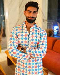 Bandhej White Printed Kurta