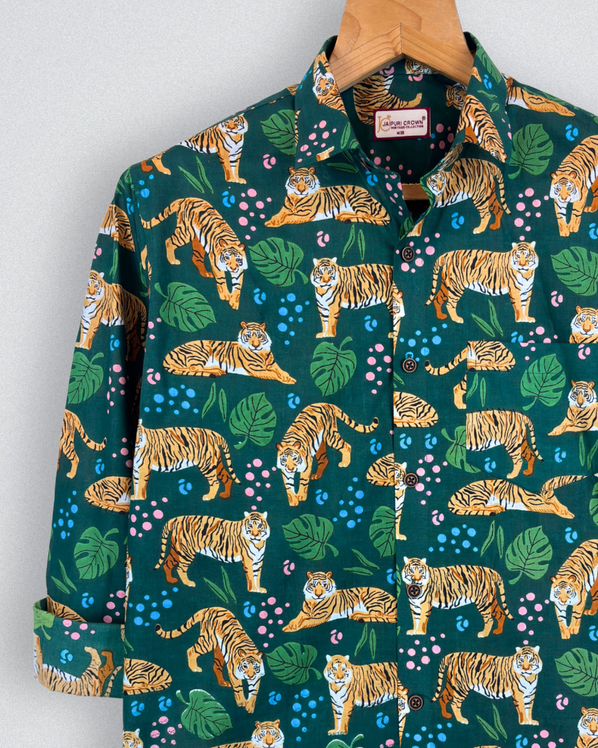 Tiger Roar – Printed Cotton Full Sleeve in Green & Gold