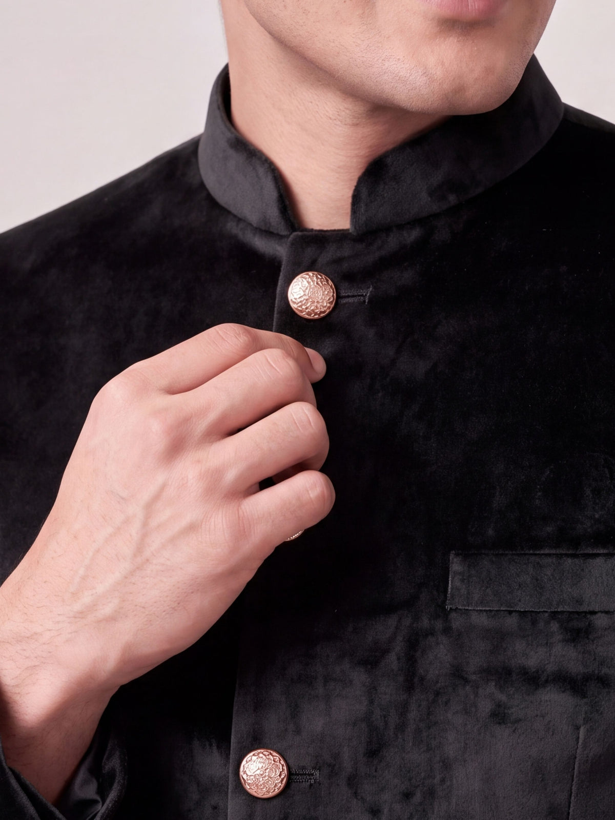 Maharaja Black Velvet Jodhpuri Bandhgala