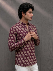 Plus Size Elephant Charm – Printed Cotton Short Kurta