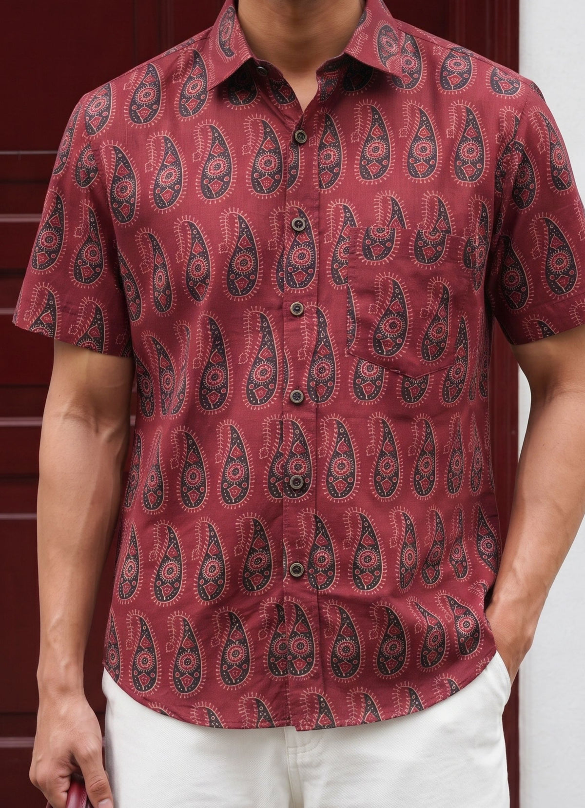Desert Rose – Printed Cotton Half Sleeve Shirt