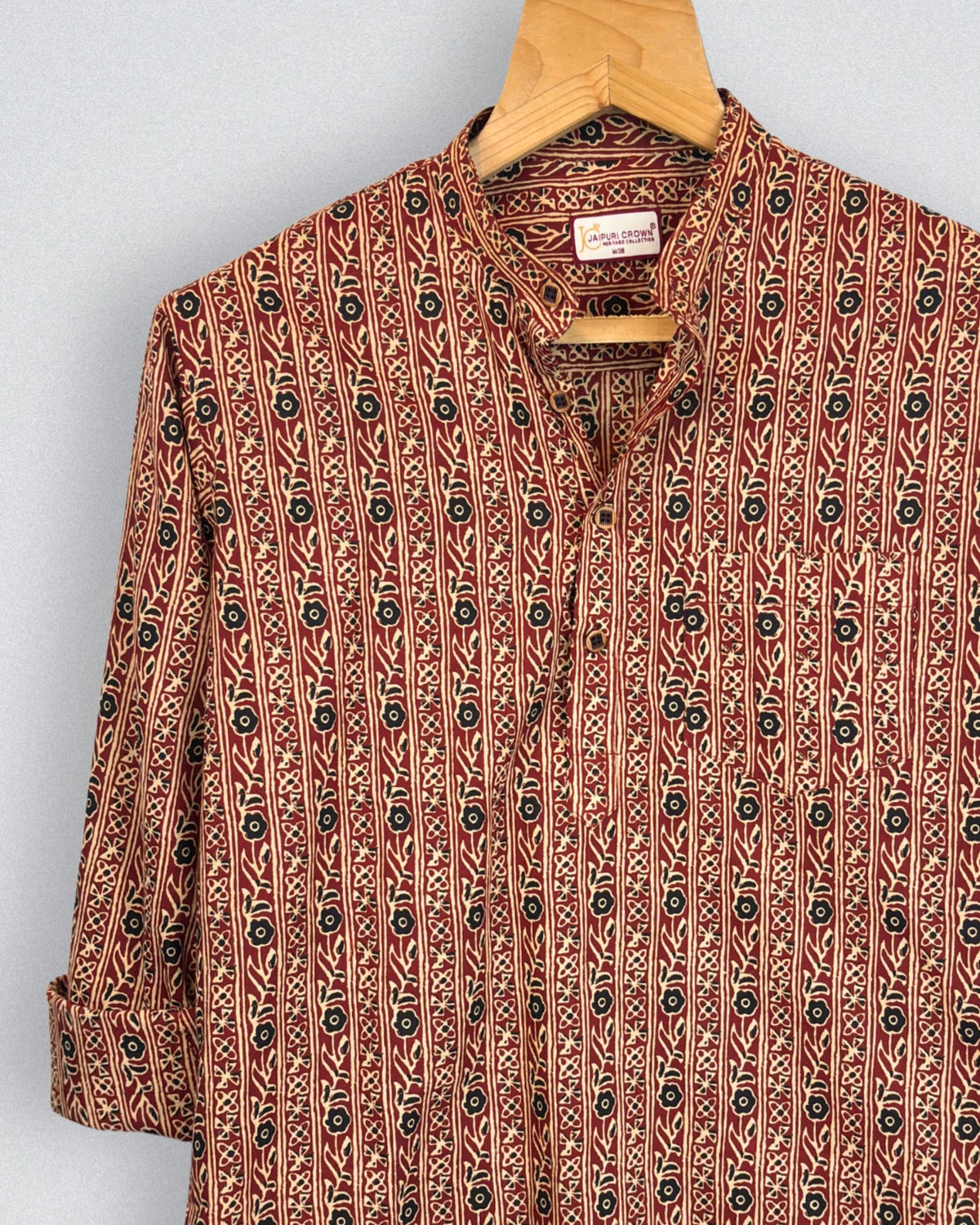 Rustic Elegance – Printed Cotton Short Kurta