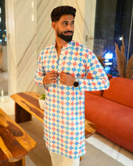 Bandhej White Printed Kurta