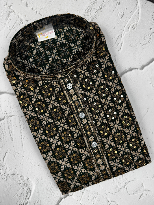 Lakhnavi kurta-Black