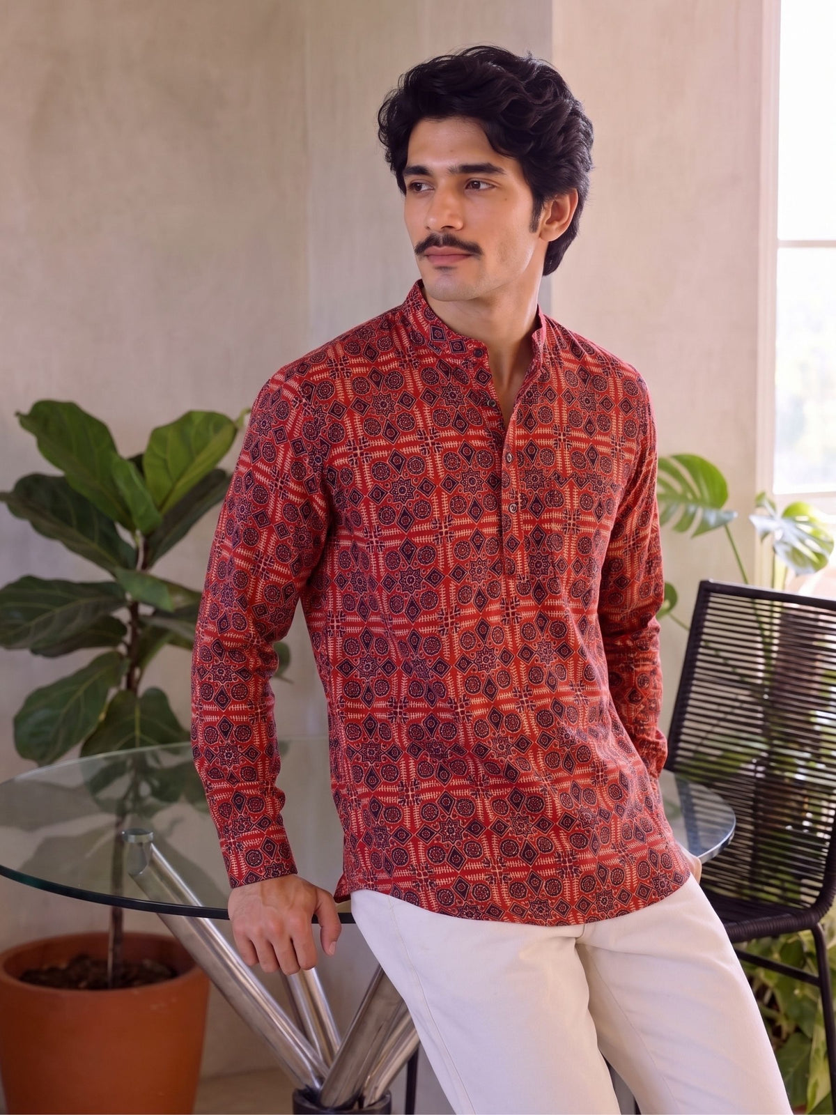 Sanganeri Charm – Men's Cotton Short Kurta
