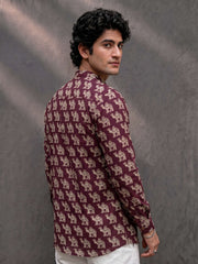 Plus Size Elephant Charm – Printed Cotton Short Kurta