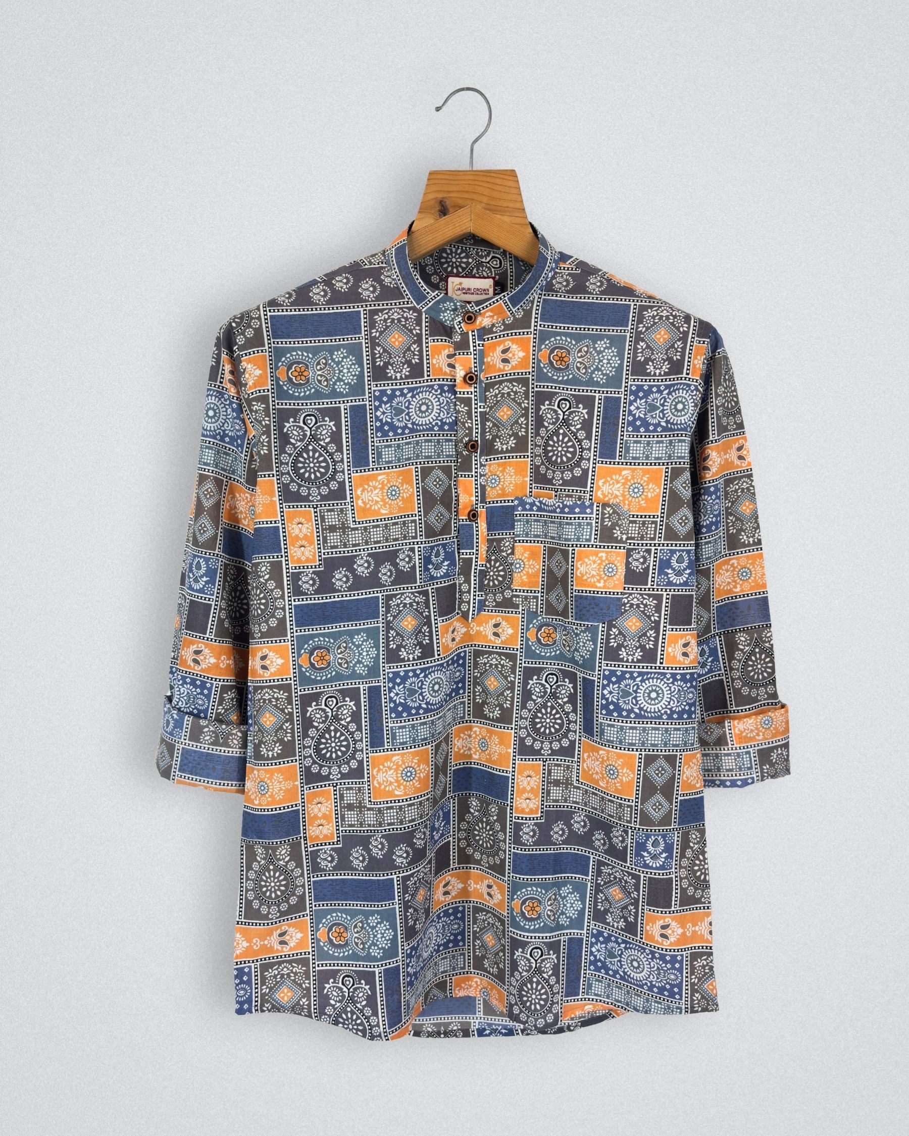 Heritage Mosaic – Printed Cotton Short Kurta