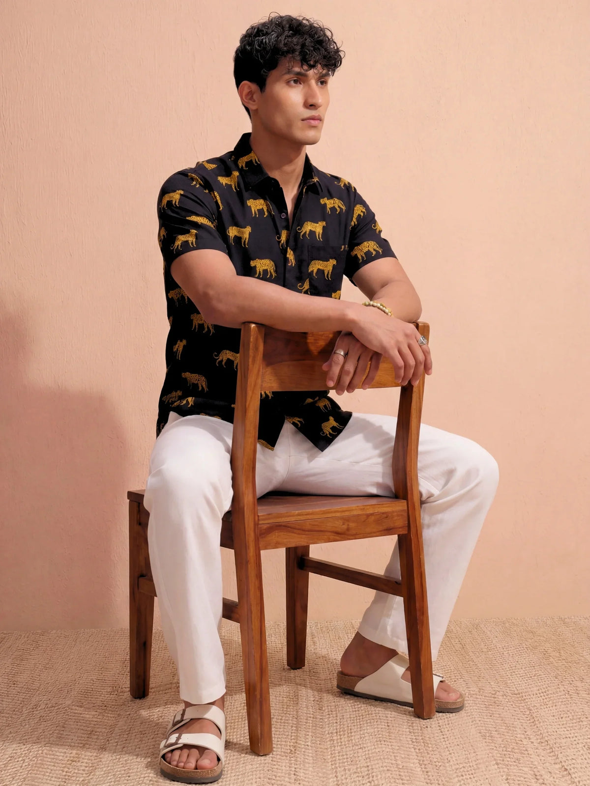 Savannah Spirit – Animal Print Cotton Half Sleeve Shirt