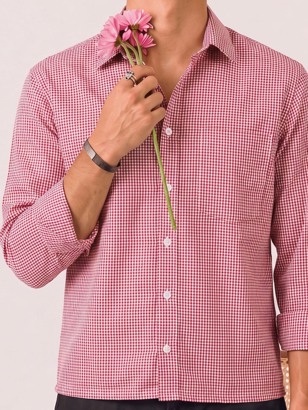 Ruby Red Check Crop Shirt