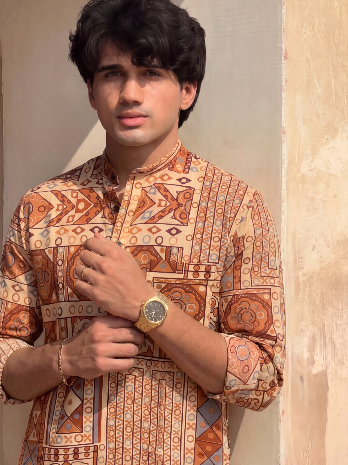 Rustic Patterns – Printed Cotton Short Kurta