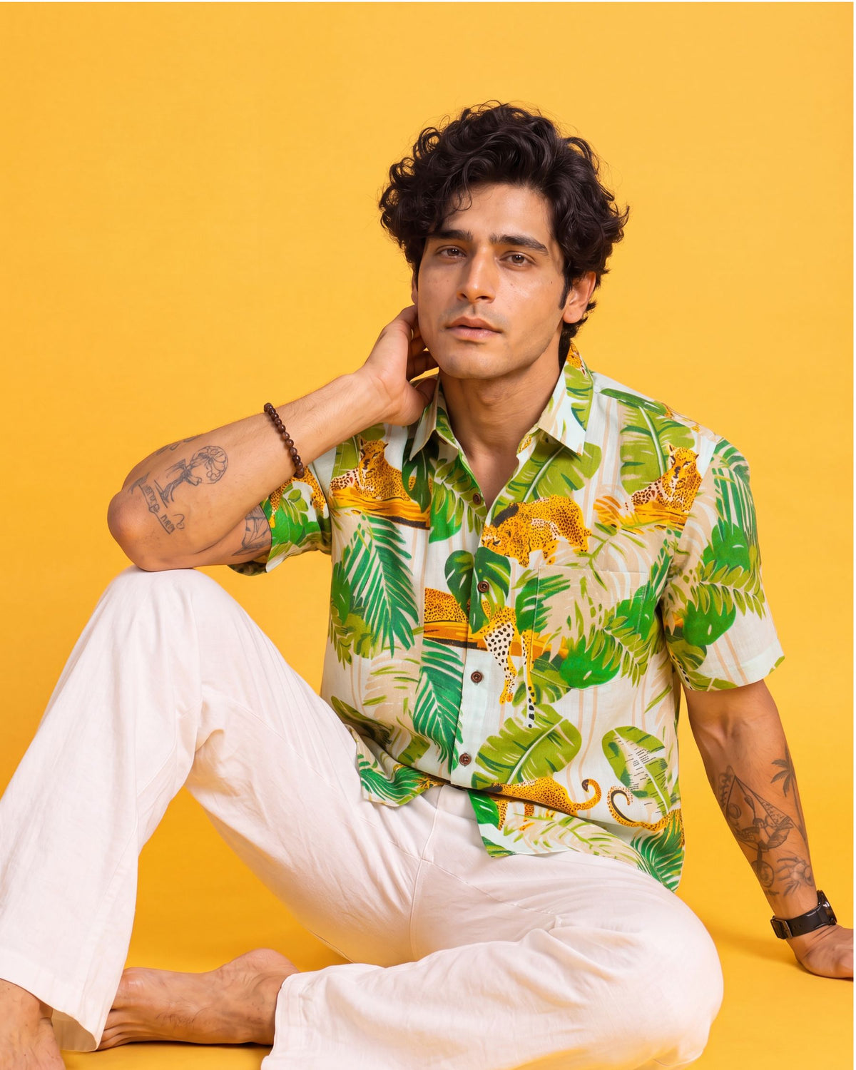 Tropical Escape – Printed Cotton Half Sleeve Shirt